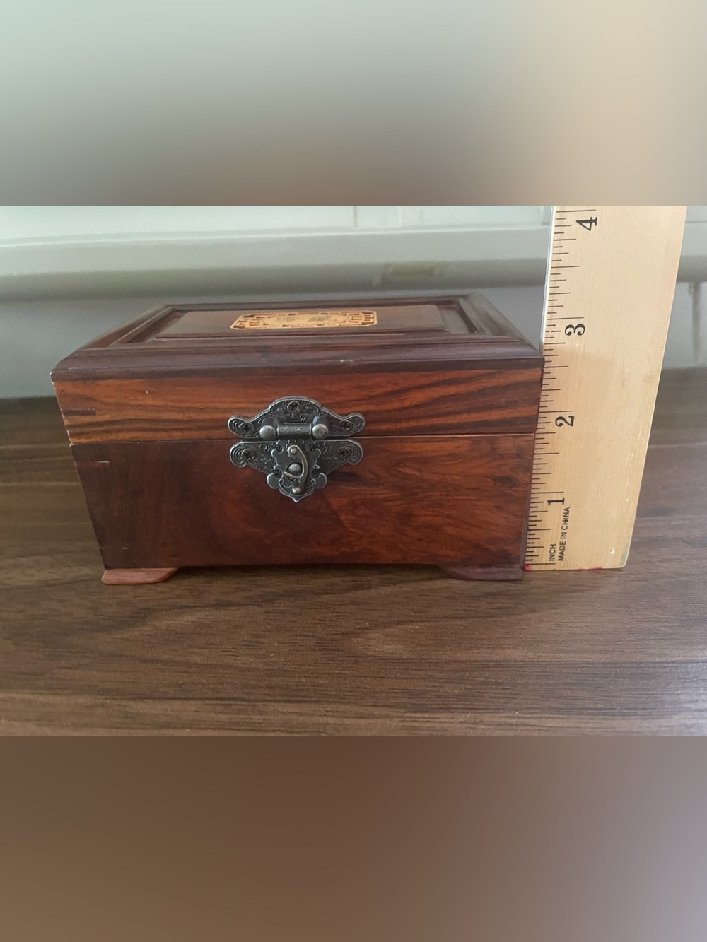 Wooden Jewelry Box with Antique Metal Latch - Brown